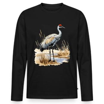 Vogelbeobachtung Sandhill Crane Nebraska Sandhill - Männer Premium Bio Langarmshirt - Schwarz - Vorne - Nico (187cm)