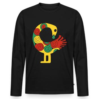 Sankofa Symbol Adinkra Ghana Pan African Colors - Men's Premium Organic Long Sleeve Shirt - black - Front - Nico (187cm)