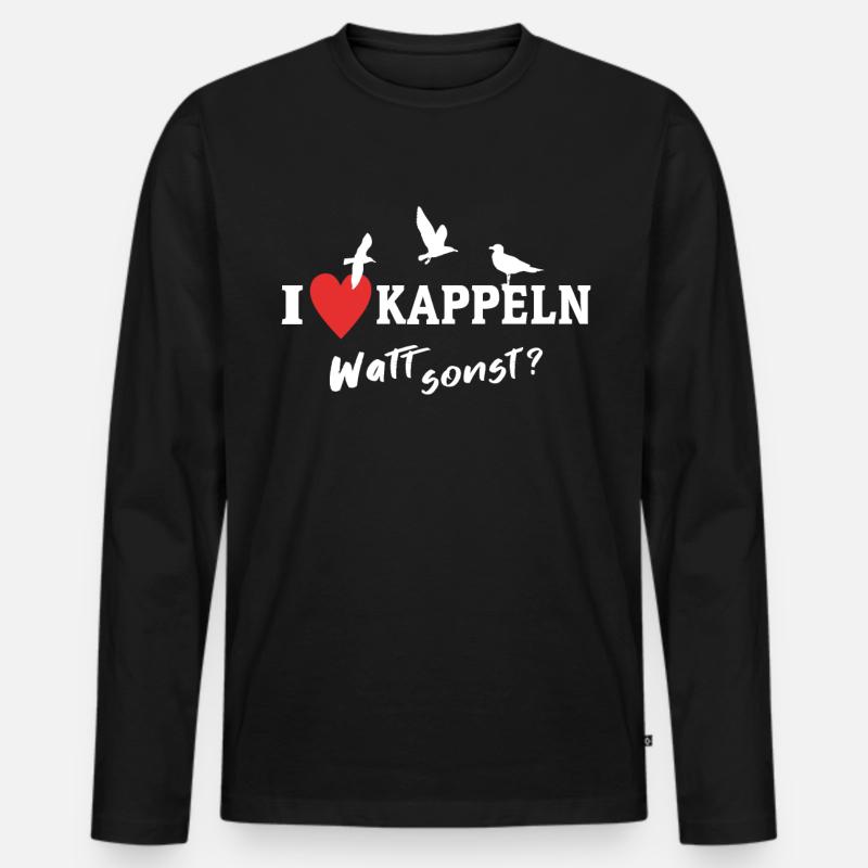 Kappeln Liebe Kappelner - Männer Premium Bio Langarmshirt - Schwarz