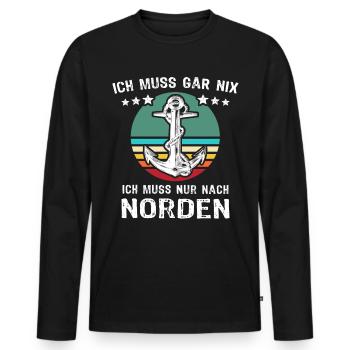 Nordener Sprüche - Männer Premium Bio Langarmshirt - Schwarz - Vorne - Nico (187cm)