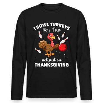 Bowler Turquie Thanksgiving - T-shirt manches longues Premium bio Homme - noir - Devant - Nico (187cm)