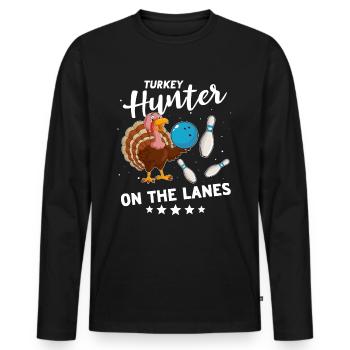 Quilles à la dinde Thanksgiving - T-shirt manches longues Premium bio Homme - noir - Devant - Nico (187cm)