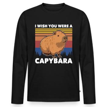 Lustige Capybara Sprüche - Männer Premium Bio Langarmshirt - Schwarz - Vorne - Nico (187cm)