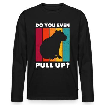 Lustige Capybara Sprüche - Männer Premium Bio Langarmshirt - Schwarz - Vorne - Nico (187cm)