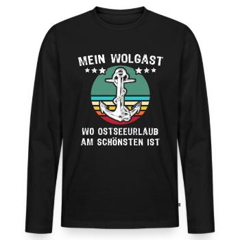 Wolgast Urlaub - Männer Premium Bio Langarmshirt - Schwarz - Vorne - Nico (187cm)