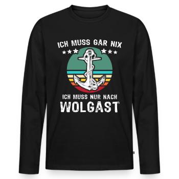 Wolgast Urlaub - Männer Premium Bio Langarmshirt - Schwarz - Vorne - Nico (187cm)