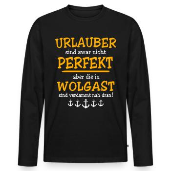 Wolgast Urlaub Sprüche - Männer Premium Bio Langarmshirt - Schwarz - Vorne - Nico (187cm)