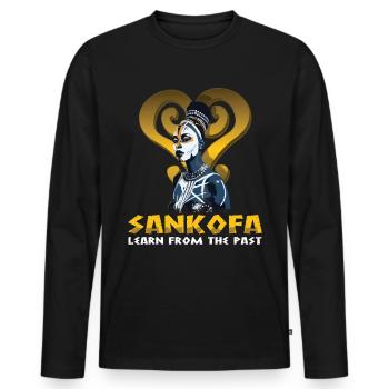 "Sankofa learning from the past" Adinkra - Men's Premium Organic Long Sleeve Shirt - black - Front - Nico (187cm)