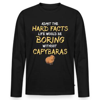 Capybara Wasserschwein - Männer Premium Bio Langarmshirt - Schwarz - Vorne - Nico (187cm)