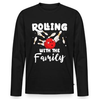 Bowler Famille Bowling en famille - T-shirt manches longues Premium bio Homme - noir - Devant - Nico (187cm)
