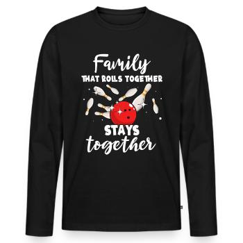Bowler Famille Bowling en famille - T-shirt manches longues Premium bio Homme - noir - Devant - Nico (187cm)