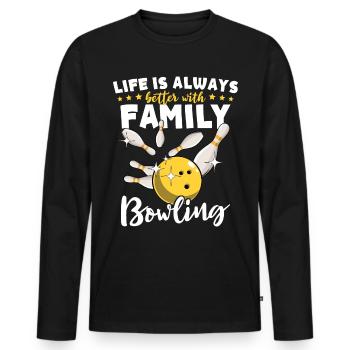 Bowler Famille Bowling en famille - T-shirt manches longues Premium bio Homme - noir - Devant - Nico (187cm)