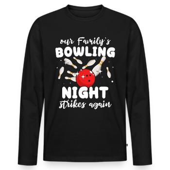 Bowler Famille Bowling en famille - T-shirt manches longues Premium bio Homme - noir - Devant - Nico (187cm)