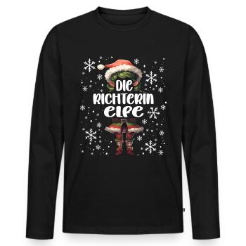 Weihnachtsoutfit Richterin Wichtel - Männer Premium Bio Langarmshirt - Schwarz - Vorne - Nico (187cm)