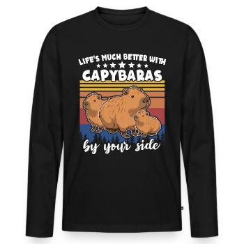 Capybara - Männer Premium Bio Langarmshirt - Schwarz - Vorne - Nico (187cm)