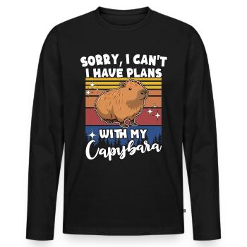 Capybara - Männer Premium Bio Langarmshirt - Schwarz - Vorne - Nico (187cm)