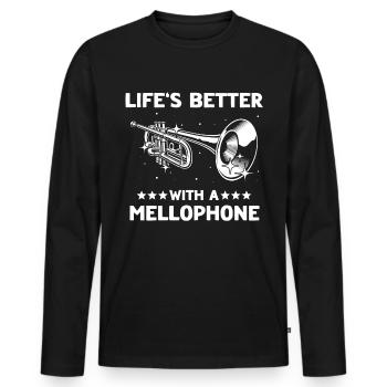 Mellophone - Men's Premium Organic Long Sleeve Shirt - black - Front - Nico (187cm)