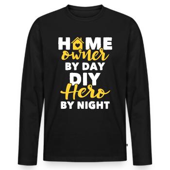 Hausbesitzer Homeowner - Men's Premium Organic Long Sleeve Shirt - black - Front - Nico (187cm)