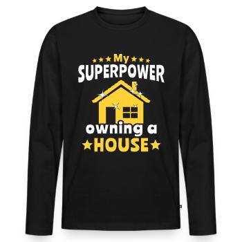 Hausbesitzer Homeowner - Men's Premium Organic Long Sleeve Shirt - black - Front - Nico (187cm)
