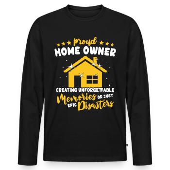Hausbesitzer Propriétaire - T-shirt manches longues Premium bio Homme - noir - Devant - Nico (187cm)