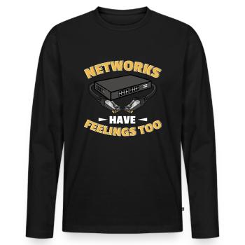 Administrateur réseau Administrateur système Réseau - T-shirt manches longues Premium bio Homme - noir - Devant - Nico (187cm)
