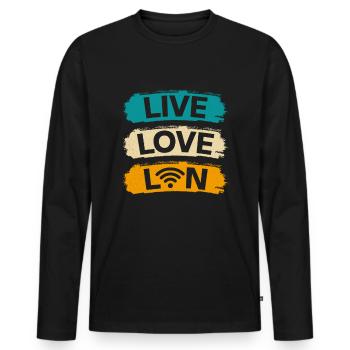 Administrateur réseau Administrateur système Réseau - T-shirt manches longues Premium bio Homme - noir - Devant - Nico (187cm)