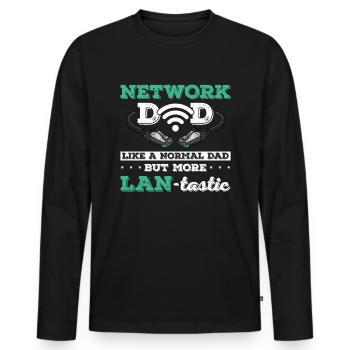 Administrateur réseau Administrateur système Réseau - T-shirt manches longues Premium bio Homme - noir - Devant - Nico (187cm)