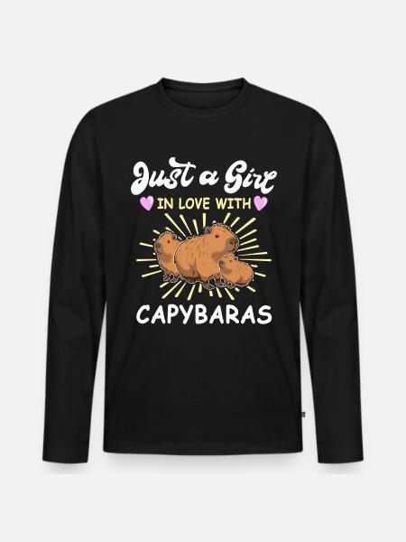 Funny Capybara Sayings - Men's Premium Organic Long Sleeve Shirt - black