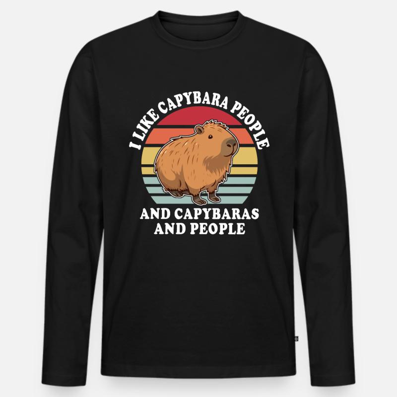 Capybara Sprüche - Männer Premium Bio Langarmshirt - Schwarz