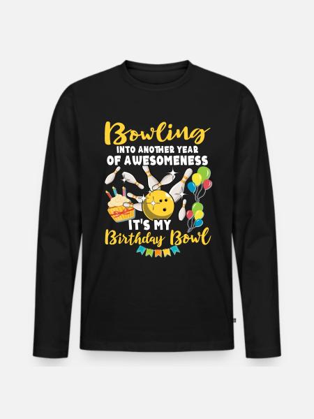 Anniversaire de bowling - T-shirt manches longues Premium bio Homme - noir