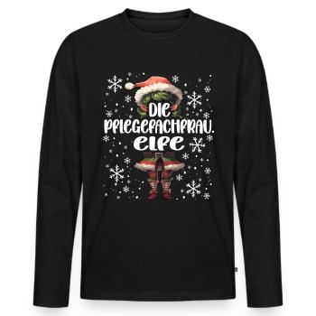 Weihnachtsoutfit Pflegefachfrau Wichtel - Männer Premium Bio Langarmshirt - Schwarz - Vorne - Nico (187cm)