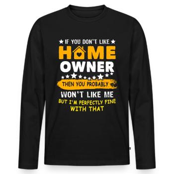 Homeowner - Men's Premium Organic Long Sleeve Shirt - black - Front - Nico (187cm)