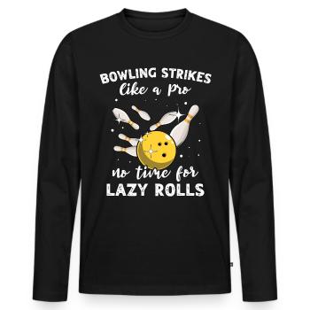 Slow Bowling Strikes - Männer Premium Bio Langarmshirt - Schwarz - Vorne - Nico (187cm)