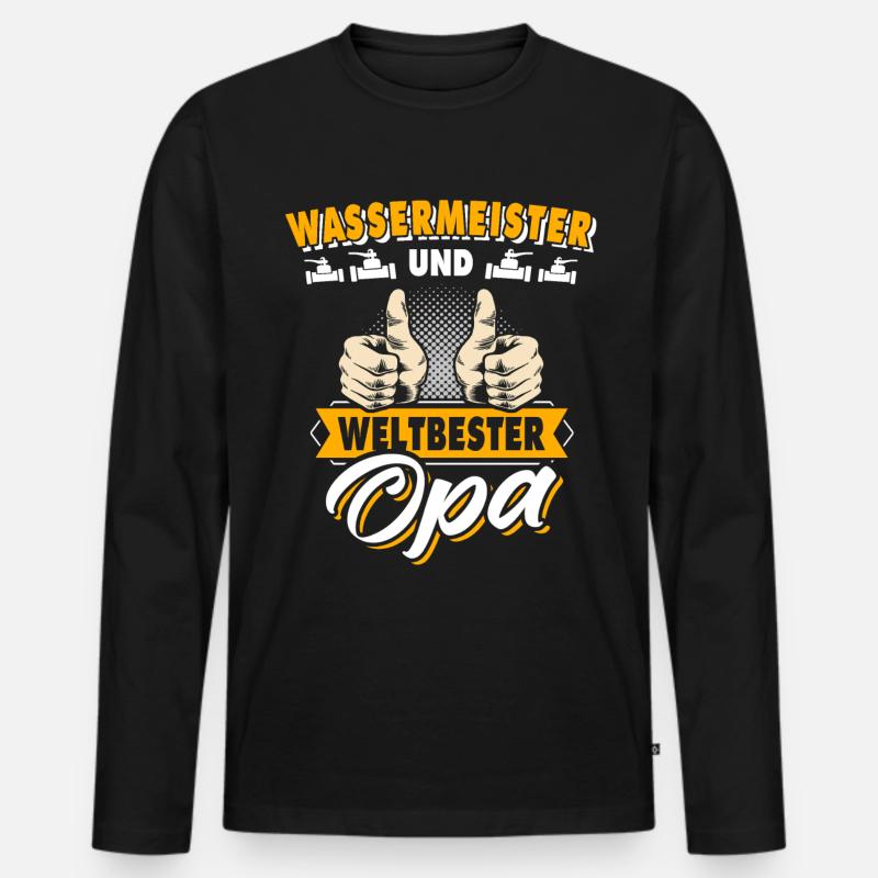 Wassermeister Opa - Männer Premium Bio Langarmshirt - Schwarz