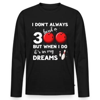 Bowlingspieler 300 Bowling - Männer Premium Bio Langarmshirt - Schwarz - Vorne - Nico (187cm)
