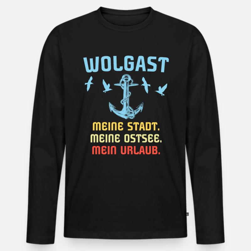 Wolgast Sprüche - Männer Premium Bio Langarmshirt - Schwarz