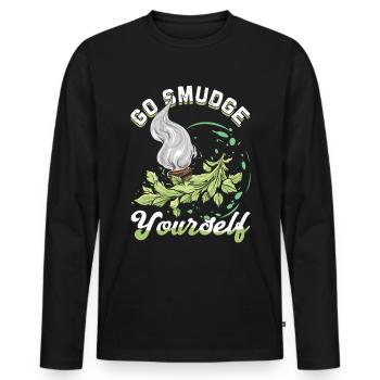 Smudge Sage Feather Spirituelle Hexerei - Männer Premium Bio Langarmshirt - Schwarz - Vorne - Nico (187cm)