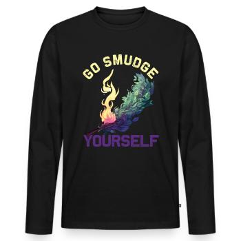Smudge Sage plume sorcellerie spirituelle - T-shirt manches longues Premium bio Homme - noir - Devant - Nico (187cm)