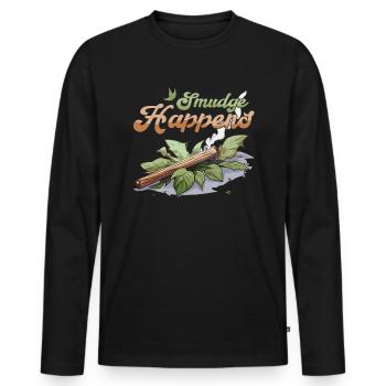Smudge Sage Feather Spiritual Witchcraft - Men's Premium Organic Long Sleeve Shirt - black - Front - Nico (187cm)