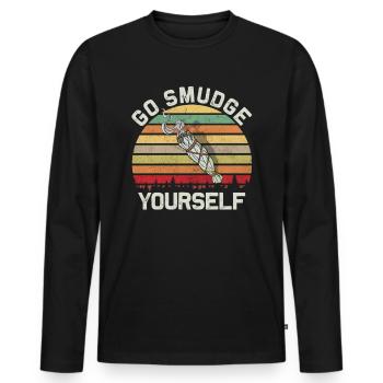 Smudge Sage Feather Spiritual Witchcraft - Men's Premium Organic Long Sleeve Shirt - black - Front - Nico (187cm)
