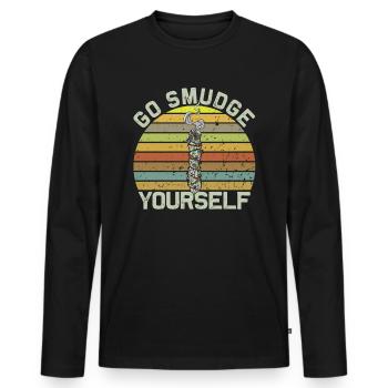 Smudge Sage plume sorcellerie spirituelle - T-shirt manches longues Premium bio Homme - noir - Devant - Nico (187cm)