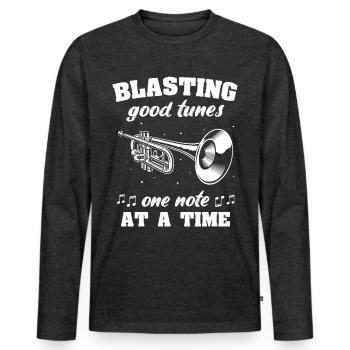 Winds, instrument, trumpet, flugelhorn - Men's Premium Organic Long Sleeve Shirt - heather anthracite - Front - Nico (187cm)