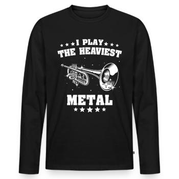 Instruments à vent, instrument, trompette, bugle - T-shirt manches longues Premium bio Homme - noir - Devant - Nico (187cm)