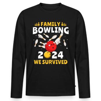 Bowling 2024 Bowling en famille - T-shirt manches longues Premium bio Homme - noir - Devant - Nico (187cm)