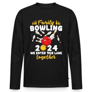 Bowling 2024 - T-shirt manches longues Premium bio Homme - noir - Devant - Nico (187cm)