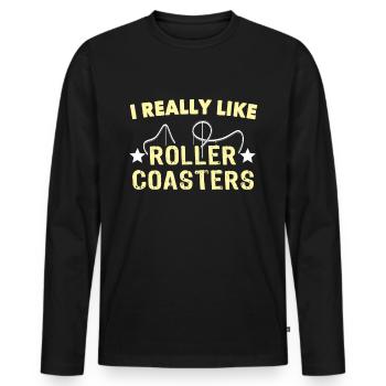 Achterbahn Roller Coaster - Men's Premium Organic Long Sleeve Shirt - black - Front - Nico (187cm)