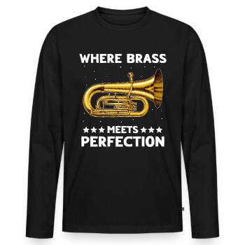 Mellophone Musician - Men's Premium Organic Long Sleeve Shirt - black - Front - Nico (187cm)