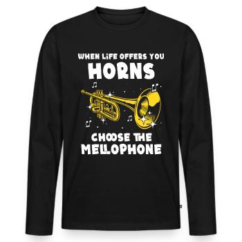 Mellophone Musician - Men's Premium Organic Long Sleeve Shirt - black - Front - Nico (187cm)