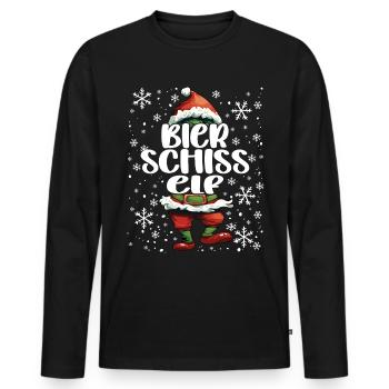 Weihnachtsoutfit Bierschiss Elf - Männer Premium Bio Langarmshirt - Schwarz - Vorne - Nico (187cm)