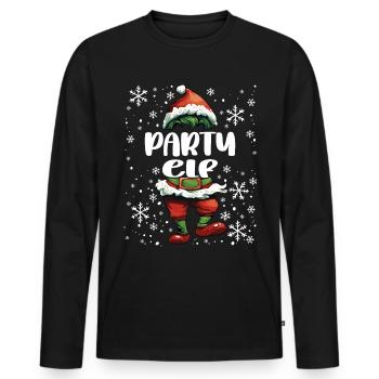 Weihnachtsoutfit Party Elf - Männer Premium Bio Langarmshirt - Schwarz - Vorne - Nico (187cm)